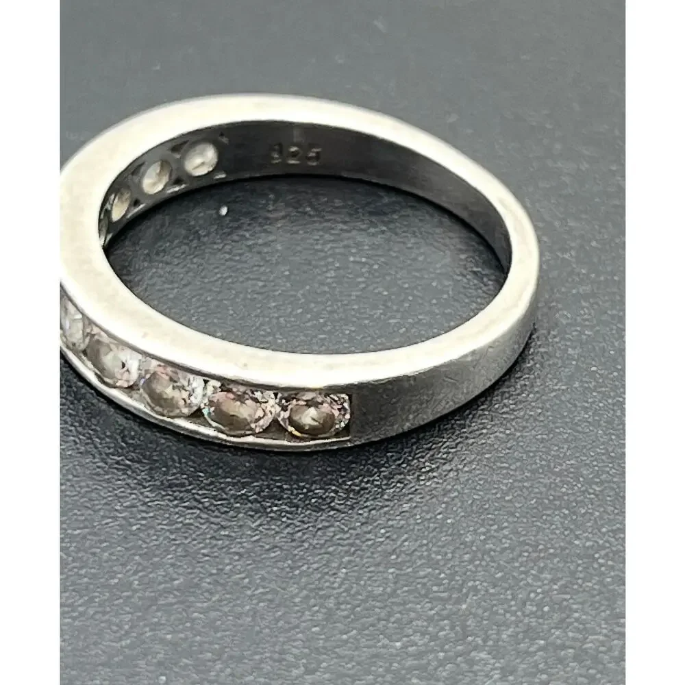 IBB Sterling Silver Designer CZ Band Half Eternity‎ Ring Sz 7.25